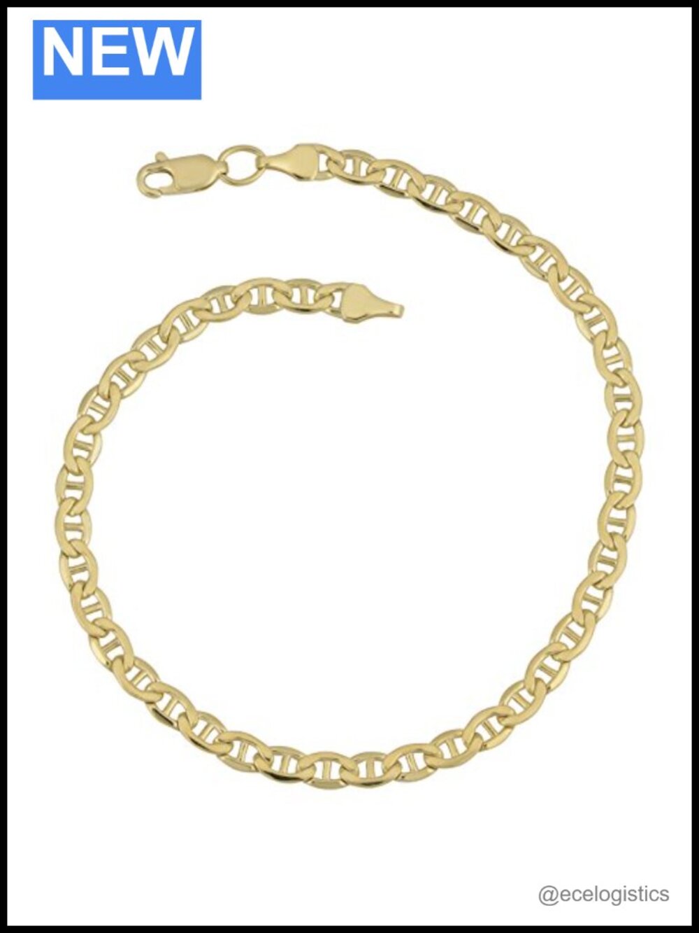 14k Gold Filled Mariner Link Bracelet Lobster Clasp 7.5 in